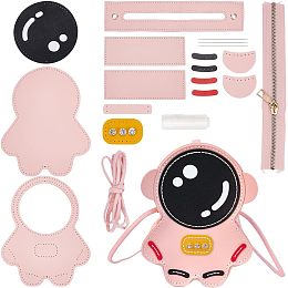 WADORN DIY Crossbody Bag Sewing Kit, PU Leather Astronaut Shaped Shoulder Bag Making Set Sewing Craft Kit for Backpack DIY Handmade Handbag Making Kits for Personalized Gifts, 9.8x6.2x2.3 Inch, Pink