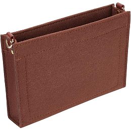 WADORN Felt Purse Organizer Insert, Small Tote Handbag Shaper Toiletry Pouch Organizer Insert Liner with D Ring Bag in Bag Multi-pocket Inside Storage Tidy Purse Conversion, 9.05x6.1x1.77 Inch, Brown