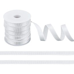 NBEADS 10.94 Yards(10m) Bra Strap Elastic, 0.39" Flat Elastic Bra Strap Polyester Elastic Band Stretchable Adjustable Cord Ribbon for DIY Shoulder Bra Clothes Waistband Sewing Project, White