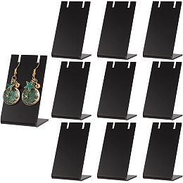 PandaHall Elite 10pcs Acrylic Earring Holder, Black Earring Display Stands L-shape Ear Organizer Dangling Earring Stands for Earring Necklace Jewelry Shows Retail Photography Props, 1.7x1.4x3