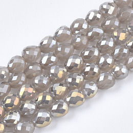 Arricraft Electroplate Glass Beads Strands, Imitation Jade Glass, AB Color Plated, Faceted, Teardrop, Light Grey, 4.5x4.5mm, Hole: 1mm, about 100~101pcs/strand, 17.87 inch~18.03 inch(45.4cm~45.8cm)