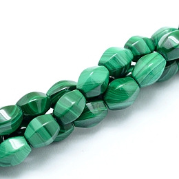 Honeyhandy Natural Malachite Beads Strands, Hexagon Rice, 8x6~7x6~7mm, Hole: 0.8mm, about 50pcs/strand, 15.75 inch(40cm)