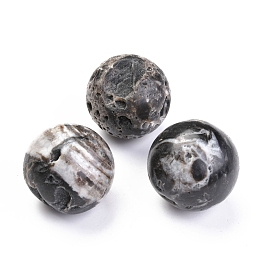 Honeyhandy Natural Druzy Quartz Beads, Gemstone Home Display Decorations, No Hole/Undrilled, Round, Black, 38~40mm