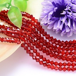 Honeyhandy Faceted Imitation Austrian Crystal Bead Strands, Grade AAA, Bicone, Red, 8x8mm, Hole: 0.9~1mm, about 50pcs/strand, 15.7 inch