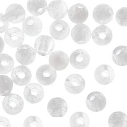 OLYCRAFT 50pcs 6mm Natural Clear Quartz Crystal Beads 2mm Large Hole Round White Crystal Beads Spacer Loose Stone Beads Natural Smooth Gemstone Bead for Necklaces Bracelets Jewelry Making