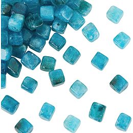 OLYCRAFT about 49~51Pcs 8mm Blue Quartz Beads Strands Blue Quartz Cube Beads Dyed Square Quartz Beads Deep Sky Blue Loose Gemstone Beads Energy Stone for Bracelet Necklace Earring Jewelry Making