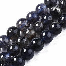 Honeyhandy Natural Iolite/Cordierite/Dichroite Beads Strands, Round, 6mm, Hole: 0.8mm, about 60~62pcs/strand, 15.16 inch(38.5cm)