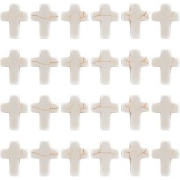 SUNNYCLUE 1 Box 100Pcs White Turquoise Cross Beads Synthetic Turquoise Stone Bead Mini Cross Beads for Jewelry Making Charms Beading Supplies Bracelet Necklace Accessories Adult DIY Craft 0.63Inch