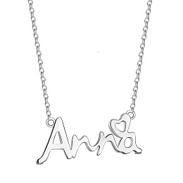 Arricraft 925 Sterling Silver Pendant Necklaces, with Cable Chains, Word, Platinum, 15 inch(38cm)