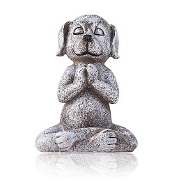 Honeyhandy Resin Imitation Stone Dog Garden Decor, Dog Garden Figurine, Meditating Dog Ornament Miniature, for Fairy Garden Home Deck Porch Yard Art Decoration, Gray, 78x87x122mm