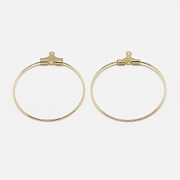 Honeyhandy Brass Pendants, Hoop Earring Findings, Ring, Real 18K Gold Plated, 18 Gauge, 25x21.5x1mm, Hole: 1mm