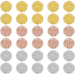 PandaHall Elite 30pcs Filigree Beads 10mm Hollow Spacer Beads 18K Gold Plated Beads Brass Metal Spacer Beads Loose Beads Balls for DIY Crafts Bracelets Necklaces Earrings Jewelry Making