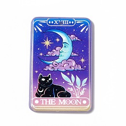 Honeyhandy Printed Acrylic Pendants, Rectangle with Tarot Pattern Charm, Blue Violet, 43x27.5x2.4mm, Hole: 1.8mm