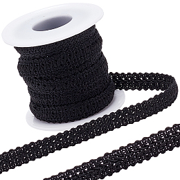 Gorgecraft 10 Yards Polyester Centipede Braid Lace Trimming, Craft Ribbon for Wedding, Costume, Jewelry, Crafts and Sewing, Black, 3/8 inch(11mm)