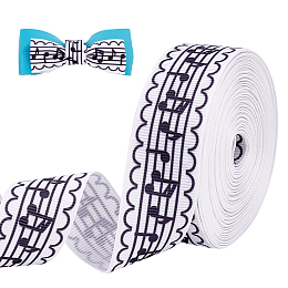 PandaHall Elite Music Note Ribbon, 10 Yards 30mm Polyester Grosgrain Ribbon Gift Wrapping Ribbon Musical Craft Ribbon for Cake Gift Bouquet Music Party Birthday Wedding Decoration, White and Black