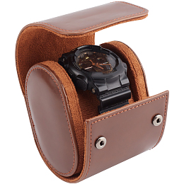 GORGECRAFT Leather Watch Box Travel Single Watch Organizer Storage Case Gift Box for Men Women Portable Watch Display Storage Holder Christmas Anniversary Birthday Valentines Day Gifts, Sandy Brown