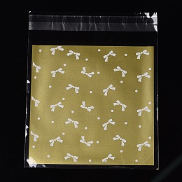 Honeyhandy Rectangle OPP Cellophane Bags, with Bowknot Pattern, Goldenrod, 17x14cm, Unilateral Thickness: 0.035mm, Inner Measure: 13.9x14cm, about 95~100pcs/bag