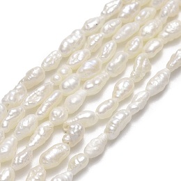 Natural Cultured Freshwater Pearl Beads Strands, Keshi Pearl Beads, Grade A+, Linen, 4~6x2.5~3.2mm, Hole: 0.5mm, about 64~66pcs/strand, 13.78''~13.97"(35~35.5cm)