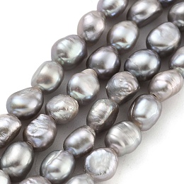 Natural Keshi Pearl Cultured Freshwater Pearl Beads Strands, Baroque Pearls, Two Sides Polished, Grade 4A, Dark Gray, 3~4mm, Hole: 0.5mm, about 33pcs/strand, 7.09''(18cm)