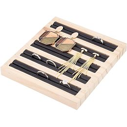 FINGERINSPIRE Ring Display Board Black Leather Ring Earrings Trays 6.5x5.91x0.67inch 5 Slots Bamboo Ring Holder Ring Display Stand Jewelry Storage Organizer Stand for Rings Earrings Selling