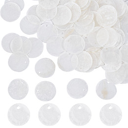 SUNNYCLUE 1 Box 100Pcs Shell Charms Seashell Charm 20mm Flat Round Natural Seashell Slices Capiz Shell Beads Coin Sea Ocean Summer Disc Charms for Jewelry Making Charm DIY Wind Chime Earring Supplies