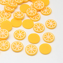 Honeyhandy Pomelo Resin Cabochons, Imitation Food, Orange, 15x2.5mm