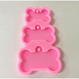 Honeyhandy Bone Shape DIY Pendant Silicone Molds, for Keychain Making, Resin Casting Molds, For UV Resin, Epoxy Resin Jewelry Making, Hot Pink, 116x67x10mm, Inner Diameter: 21x30mm, 42x27mm, 34x52mm