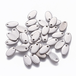 Honeyhandy 304 Stainless Steel Charms, Stamping Blank Tag, Oval, Stainless Steel Color, 9x5x1mm, Hole: 1.2mm