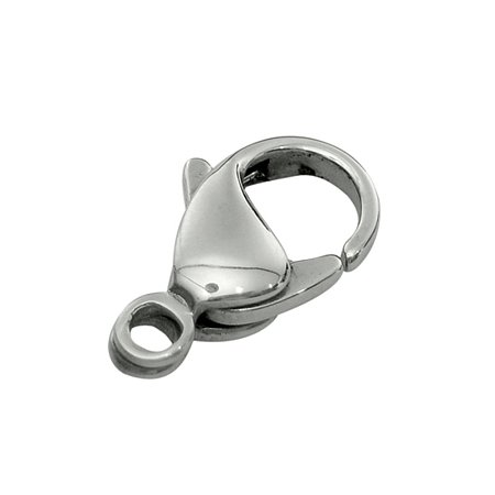 Nbeads 100pcs Stainless Steel Lobster Claw Clasps, About 9mm Wide, 15mm Long, Hole: 2mm