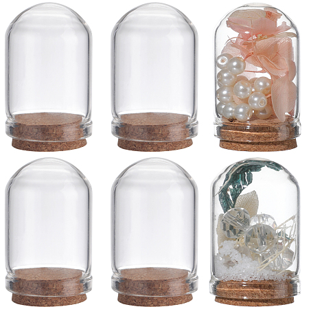 SUNNYCLUE 20Pcs Glass Dome Cloche Cover, Bell Jar, with Cork Base, For Doll House Container, Dried Flower Display Decoration, Clear, 36.5x22mm