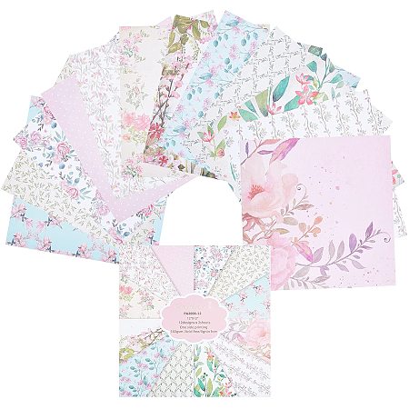 GORGECRAFT 24 Sheets Scrapbook Decorative Paper Floral Garden I Exquisite Cardstock Paper Pad Single-Sided Background Card for Photography Scrapbooking Journal