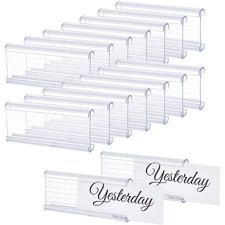 NBEADS 30 Pcs Label Holder, Clear Plastic Price Tag Name Card Label Stand Sign Display Holder for Supermarket, Bakery, Cafe, Shop Retail Store