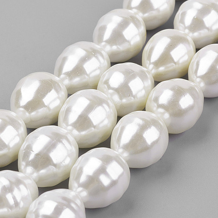 ARRICRAFT Shell Pearl Beads Strands, teardrop, WhiteSmoke, 16~16.5x13~13.5mm, Hole: 1mm, about 25pcs/strand, 15.7 inches(39.8cm)