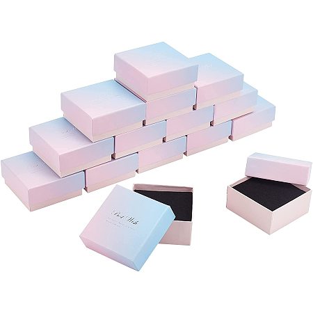 BENECREAT 15 Pack Cardboard Jewelry Boxes 7.5x7.5x3.5cm Pink Jewelry Box  Gift Case with Black Sponge for Jewelry Earring Gift Packaging/Shipping, Small  Business 