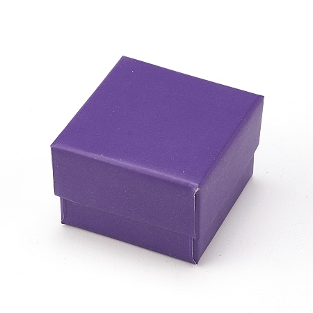 Honeyhandy Cardboard Jewelry Earring Boxes, with Black Sponge, for Jewelry Gift Packaging, Purple, 5x5x3.4cm