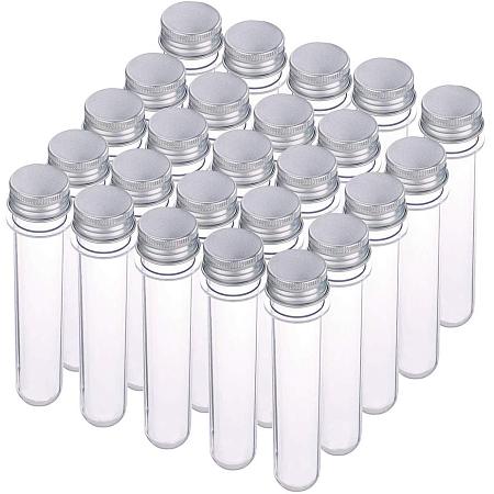 BENECREAT 20 Pack 40ml Clear Plastic Test Tubes Vial Tubes with Screw Caps for Scientific Experiments, Party Decorations and Candy Beads Crafts Storage