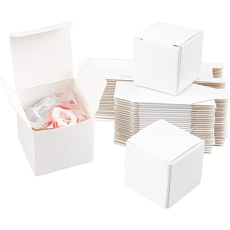 Pandahall Elite Little Kraft Gift Candy Box Bulk 1.5x1.5x1.5inch Small Kraft Gift Box, Mini White Paper Candy Box Soap Box Square Cardboard Earring Ring Small Jewelry Favor Treat Boxes, 30 Pack