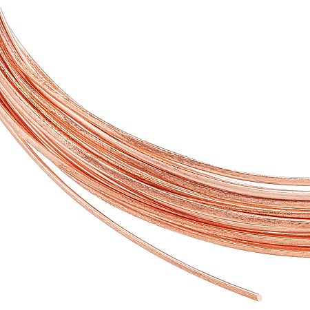 BENECREAT 23 Gauge 20 Feet Half Round Copper Wire, 0.6mm Wide Pure Copper Beading Wire for Crafts Making Supplies