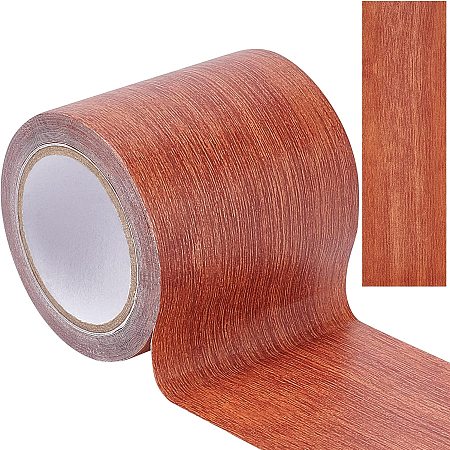 GORGECRAFT 2.2 Inch x 15Ft Wood Textured Adhesive Repair Tape Self Adhesive Patch Realistic Wood Grain Repair Tape High-Adhesive Repair Tape Simulation for Desk Chair Door Furniture(Sienna)