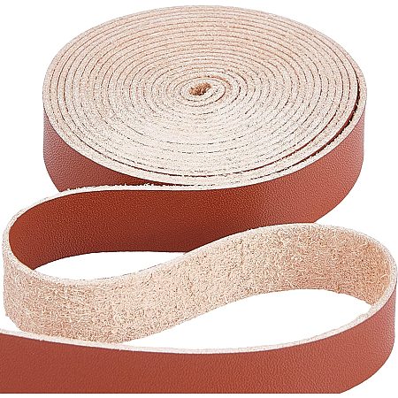 GORGECRAFT Glossy Leather Strap 0.5 Inch Wide 79 Inch Long Light Brown Flat Leather Belt Strips Wrap Single Sided Flat Cord for DIY Crafts Clothing Jewelry Wrapping Making Bag