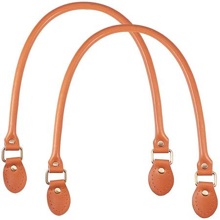 PandaHall Elite 2 Pcs 24.2 Inches Leather Purse Handles Handbags Shoulder Bag Strap Replacement with Alloy Clasps for Purses Making Supplies, Chocolate Color