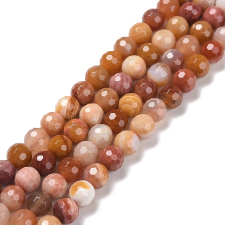 Natural Petrified Wood Beads Strands, Faceted(128 Facets), Round, 6mm, Hole: 1mm, about 61pcs/strand, 14.96''(38cm)