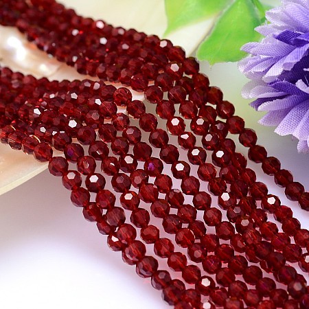 Arricraft Imitation Austrian Crystal Bead Strands, Grade AAA, Faceted Round, Red, 8mm, Hole: 0.9~1mm, about 50pcs/strand, 15.7 inch