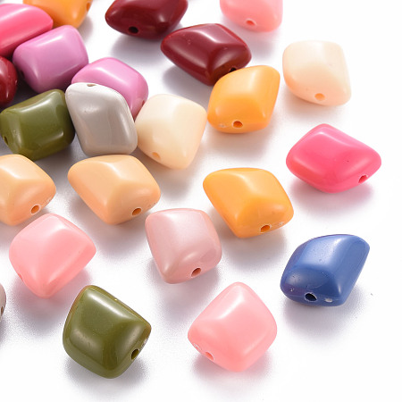 Arricraft Opaque Acrylic Beads, Polygon, Mixed Color, 17.5x15.5x11mm, Hole: 2mm, about 230pcs/500g