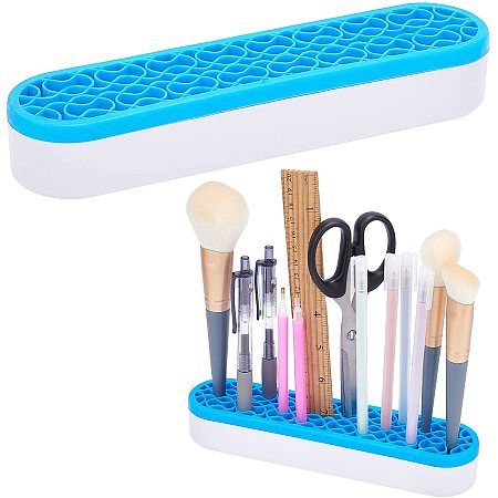 GORGECRAFT Silicone Makeup Brush Holder Organizer Sew Desktop Organizers Multipurpose Stash and Store Storage Stand for Cosmetic Pen Pencils Painting Brushes Sewing Tools Crafts(Blue)