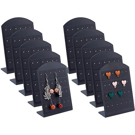 PandaHall Elite 10pcs Earring Jewelry Holder Display, PVC Black Ear Stud Stand Organizer Tray Earring Stand L-Shape Ear Studs Organizer Jewelry Showcase Rack for Earring Shows, 24 Holes, 2.5x3.7inch