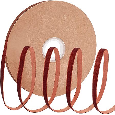 GORGECRAFT 20Yard × 0.4 Inch Velvet Ribbon Single Side Satin Ribbon Roll Gift Wrapping Ribbons for Package Wrapping Hair Bow Clip Accessory Wedding Decoration DIY Craft(Coconut Brown)