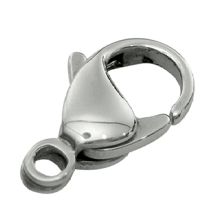 Honeyhandy Stainless Steel Lobster Claw Clasps, Parrot Trigger Clasps, Manual Polishing, about 9mm wide, 15mm long, hole: 2mm