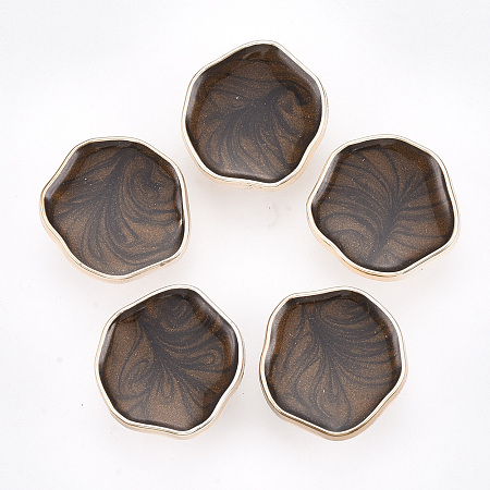 Honeyhandy CCB Plastic Shank Buttons, with Enamel, Rose Gold, Camel, 24x23.5x9.5mm, Hole: 3.5mm