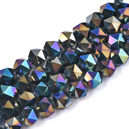ARRICRAFT Electroplate Opaque Glass Beads Strands, AB Color Plated, Faceted, Round, Teal, 5.5x5.5x5.5mm, Hole: 1mm, about 97~99pcs/strand, 20.87 inches~21.26 inches(53cm~54cm)